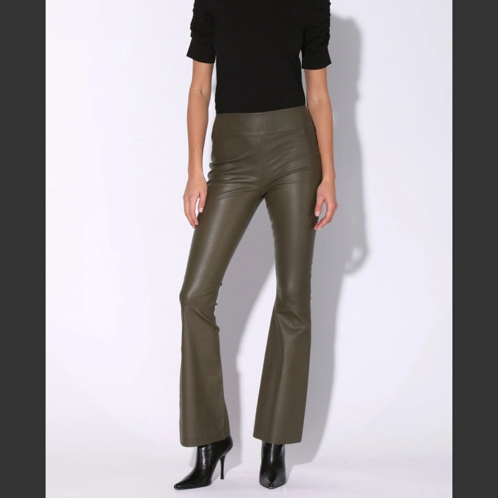 Walter Baker Lexi Stretch lamb leather pants in Moss